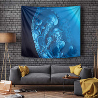 Blue Gradient Polynesia Jellyfish Tapestry Plumeria Polynesian Tattoo Glowing Vibes LT14 Blue - Polynesian Pride