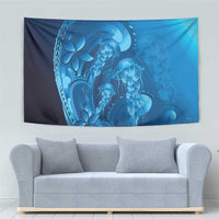 Blue Gradient Polynesia Jellyfish Tapestry Plumeria Polynesian Tattoo Glowing Vibes LT14 - Polynesian Pride