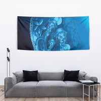 Blue Gradient Polynesia Jellyfish Tapestry Plumeria Polynesian Tattoo Glowing Vibes LT14 - Polynesian Pride