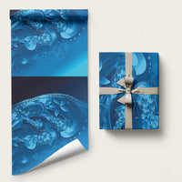 Blue Gradient Polynesia Jellyfish Wrapping Paper Plumeria Polynesian Tattoo Glowing Vibes