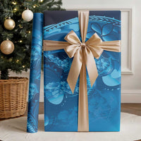 Blue Gradient Polynesia Jellyfish Wrapping Paper Plumeria Polynesian Tattoo Glowing Vibes
