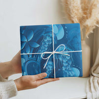 Blue Gradient Polynesia Jellyfish Wrapping Paper Plumeria Polynesian Tattoo Glowing Vibes