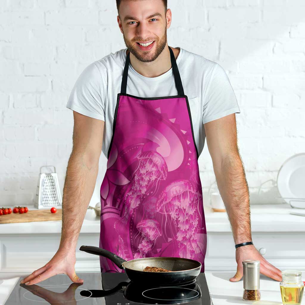 Pink Gradient Polynesia Jellyfish Apron Plumeria Polynesian Tattoo Glowing Vibes