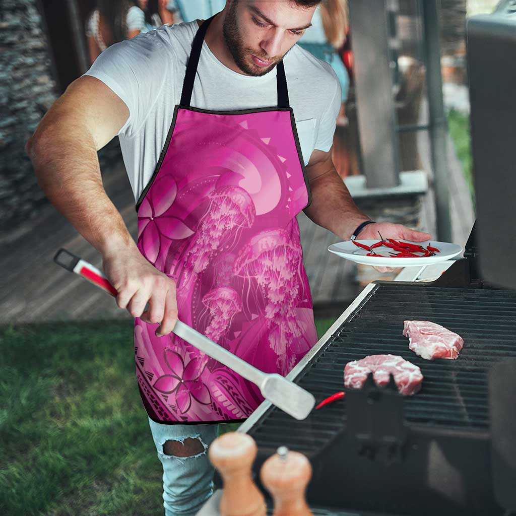 Pink Gradient Polynesia Jellyfish Apron Plumeria Polynesian Tattoo Glowing Vibes