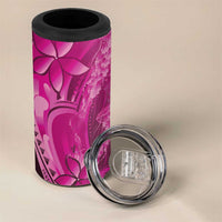 Pink Gradient Polynesia Jellyfish 4 in 1 Can Cooler Tumbler Plumeria Polynesian Tattoo Glowing Vibes