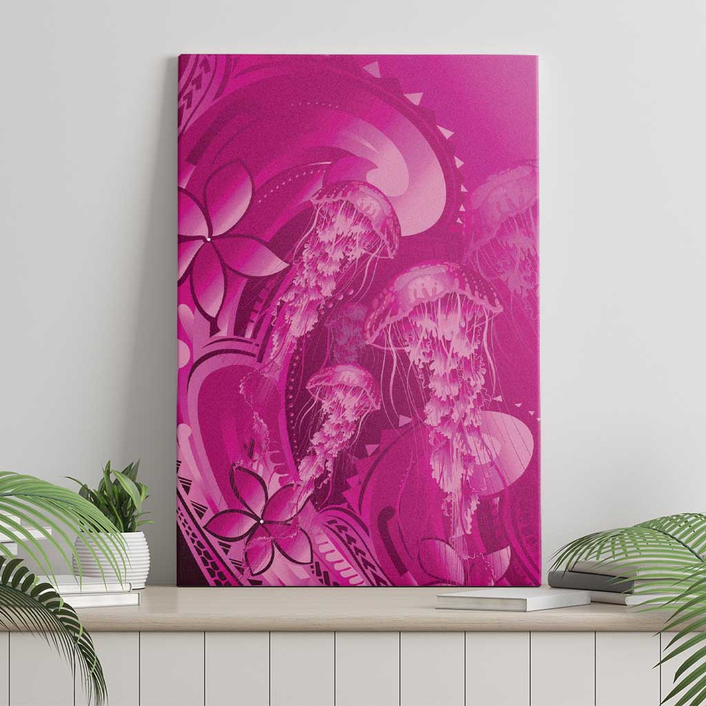 Pink Gradient Polynesia Jellyfish Canvas Wall Art Plumeria Polynesian Tattoo Glowing Vibes LT14 - Polynesian Pride