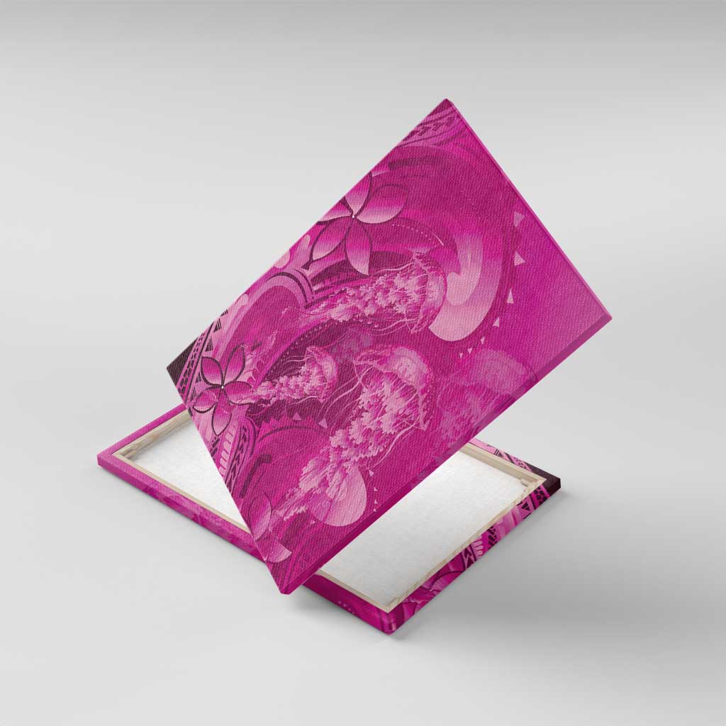 Pink Gradient Polynesia Jellyfish Canvas Wall Art Plumeria Polynesian Tattoo Glowing Vibes LT14 With Frame Pink - Polynesian Pride