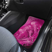 Pink Gradient Polynesia Jellyfish Car Mats Plumeria Polynesian Tattoo Glowing Vibes