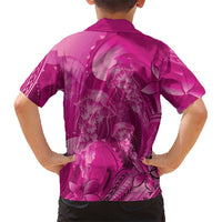 Pink Gradient Polynesia Jellyfish Family Matching Puletasi and Hawaiian Shirt Plumeria Polynesian Tattoo Glowing Vibes