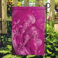 Pink Gradient Polynesia Jellyfish Garden Flag Plumeria Polynesian Tattoo Glowing Vibes LT14 Garden Flag Pink - Polynesian Pride