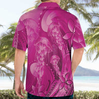 Pink Gradient Polynesia Jellyfish Hawaiian Shirt Plumeria Polynesian Tattoo Glowing Vibes
