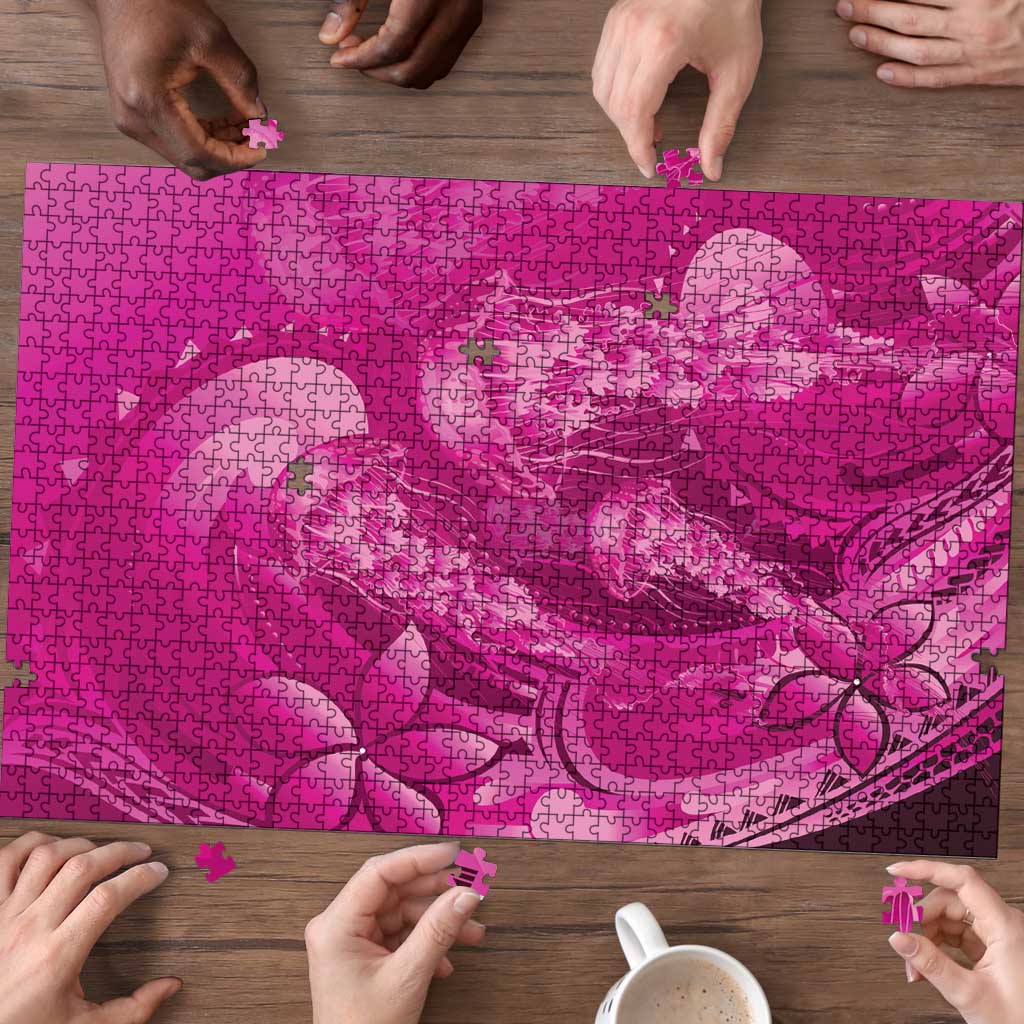 Pink Gradient Polynesia Jellyfish Puzzle Plumeria Polynesian Tattoo Glowing Vibes