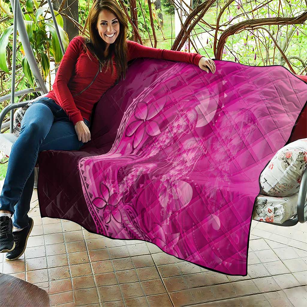 Pink Gradient Polynesia Jellyfish Quilt Plumeria Polynesian Tattoo Glowing Vibes LT14 - Polynesian Pride