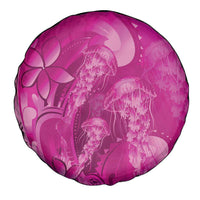 Pink Gradient Polynesia Jellyfish Spare Tire Cover Plumeria Polynesian Tattoo Glowing Vibes