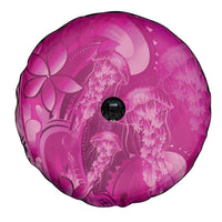 Pink Gradient Polynesia Jellyfish Spare Tire Cover Plumeria Polynesian Tattoo Glowing Vibes