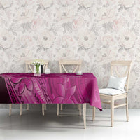 Pink Gradient Polynesia Jellyfish Tablecloth Plumeria Polynesian Tattoo Glowing Vibes LT14 - Polynesian Pride
