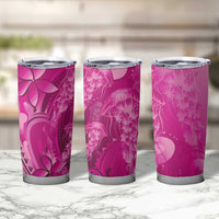 Pink Gradient Polynesia Jellyfish Tumbler Cup Plumeria Polynesian Tattoo Glowing Vibes
