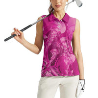 Pink Gradient Polynesia Jellyfish Women Sleeveless Polo Shirt Plumeria Polynesian Tattoo Glowing Vibes LT14 - Polynesian Pride
