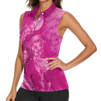 Pink Gradient Polynesia Jellyfish Women Sleeveless Polo Shirt Plumeria Polynesian Tattoo Glowing Vibes LT14 - Polynesian Pride