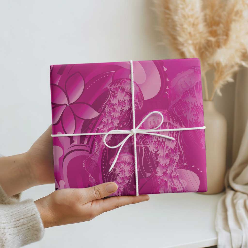 Pink Gradient Polynesia Jellyfish Wrapping Paper Plumeria Polynesian Tattoo Glowing Vibes LT14 - Polynesian Pride