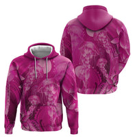 Pink Gradient Polynesia Jellyfish Zip Hoodie Plumeria Polynesian Tattoo Glowing Vibes
