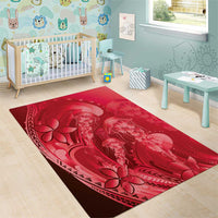 Red Gradient Polynesia Jellyfish Area Rug Plumeria Polynesian Tattoo Glowing Vibes LT14 - Polynesian Pride