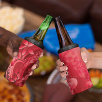 Red Gradient Polynesia Jellyfish 4 in 1 Can Cooler Tumbler Plumeria Polynesian Tattoo Glowing Vibes