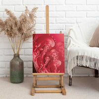 Red Gradient Polynesia Jellyfish Canvas Wall Art Plumeria Polynesian Tattoo Glowing Vibes LT14 - Polynesian Pride