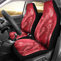 Red Gradient Polynesia Jellyfish Car Seat Cover Plumeria Polynesian Tattoo Glowing Vibes