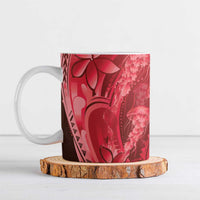 Red Gradient Polynesia Jellyfish Ceramic Mug Plumeria Polynesian Tattoo Glowing Vibes