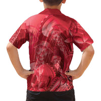 Red Gradient Polynesia Jellyfish Family Matching Summer Maxi Dress and Hawaiian Shirt Plumeria Polynesian Tattoo Glowing Vibes LT14 - Polynesian Pride