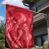 Red Gradient Polynesia Jellyfish Garden Flag Plumeria Polynesian Tattoo Glowing Vibes