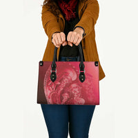 Red Gradient Polynesia Jellyfish Leather Bag Plumeria Polynesian Tattoo Glowing Vibes