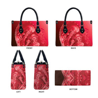Red Gradient Polynesia Jellyfish Leather Bag Plumeria Polynesian Tattoo Glowing Vibes