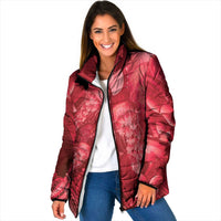 Red Gradient Polynesia Jellyfish Padded Jacket Plumeria Polynesian Tattoo Glowing Vibes