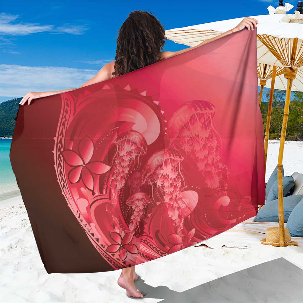 Red Gradient Polynesia Jellyfish Sarong Plumeria Polynesian Tattoo Glowing Vibes