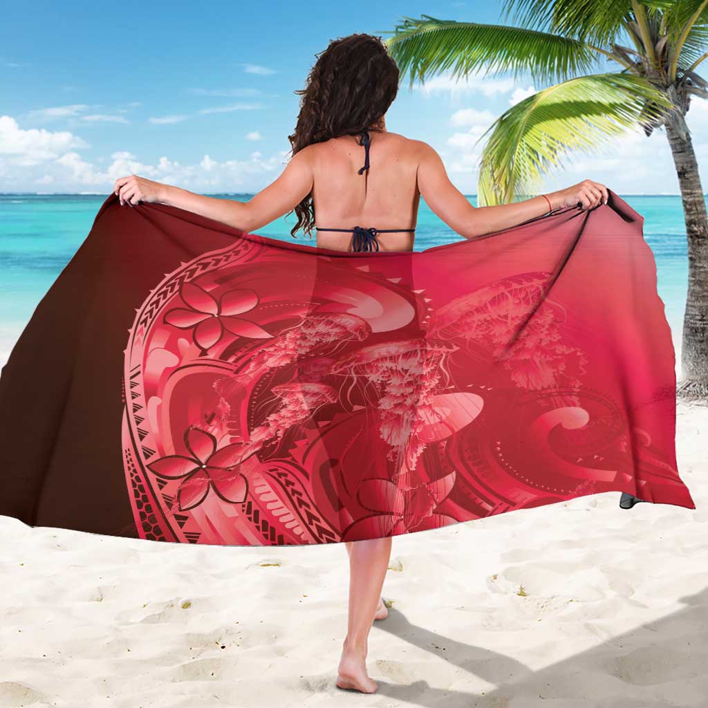Red Gradient Polynesia Jellyfish Sarong Plumeria Polynesian Tattoo Glowing Vibes