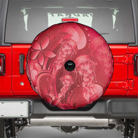 Red Gradient Polynesia Jellyfish Spare Tire Cover Plumeria Polynesian Tattoo Glowing Vibes