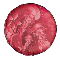 Red Gradient Polynesia Jellyfish Spare Tire Cover Plumeria Polynesian Tattoo Glowing Vibes