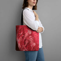 Red Gradient Polynesia Jellyfish Tote Bag Plumeria Polynesian Tattoo Glowing Vibes