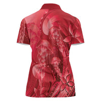 Red Gradient Polynesia Jellyfish Women Polo Shirt Plumeria Polynesian Tattoo Glowing Vibes LT14 - Polynesian Pride