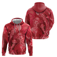 Red Gradient Polynesia Jellyfish Zip Hoodie Plumeria Polynesian Tattoo Glowing Vibes