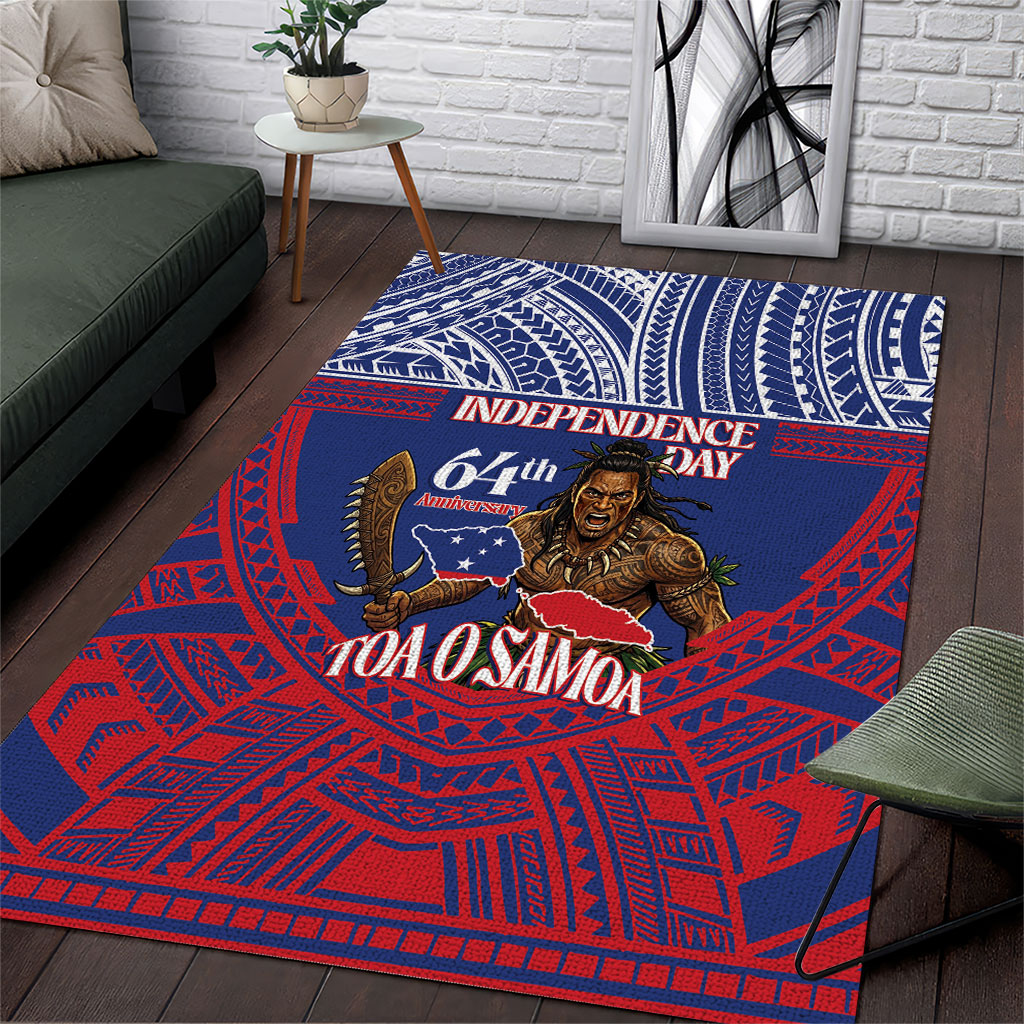 Samoa Independence Day Area Rug 64th Anniversary Toa O Samoa LT14 Blue - Polynesian Pride