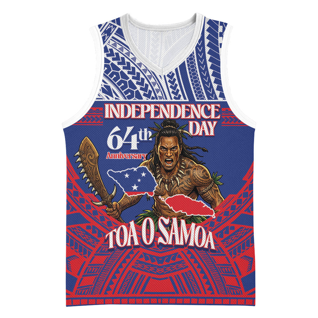 Personalised Samoa Independence Day Basketball Jersey 64th Anniversary Toa O Samoa LT14 Unisex Blue - Polynesian Pride
