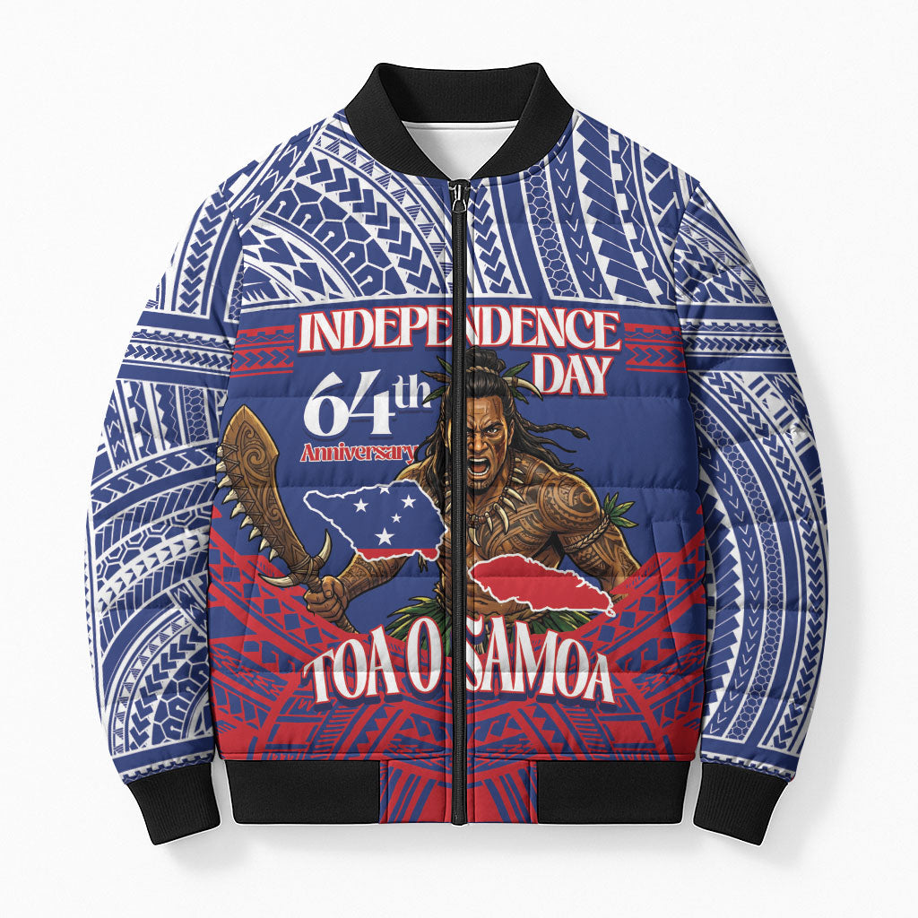 Personalised Samoa Independence Day Bomber Puffer Jacket 64th Anniversary Toa O Samoa