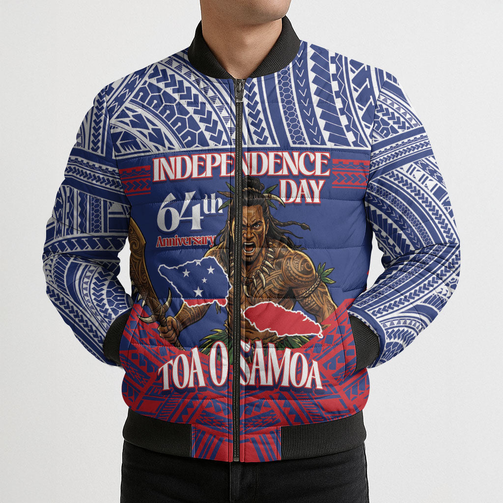 Personalised Samoa Independence Day Bomber Puffer Jacket 64th Anniversary Toa O Samoa