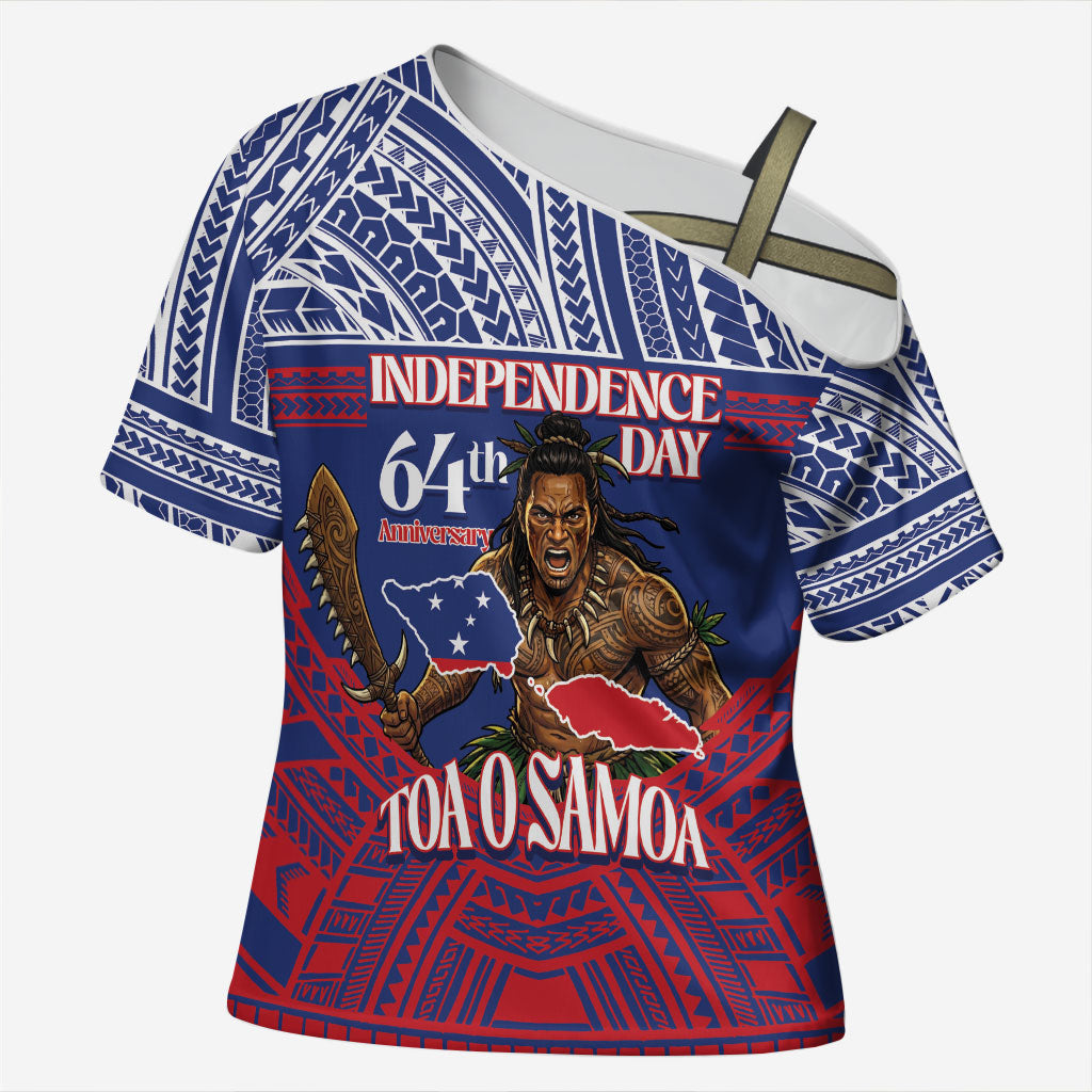 Personalised Samoa Independence Day Cross Shoulder Shirt 64th Anniversary Toa O Samoa