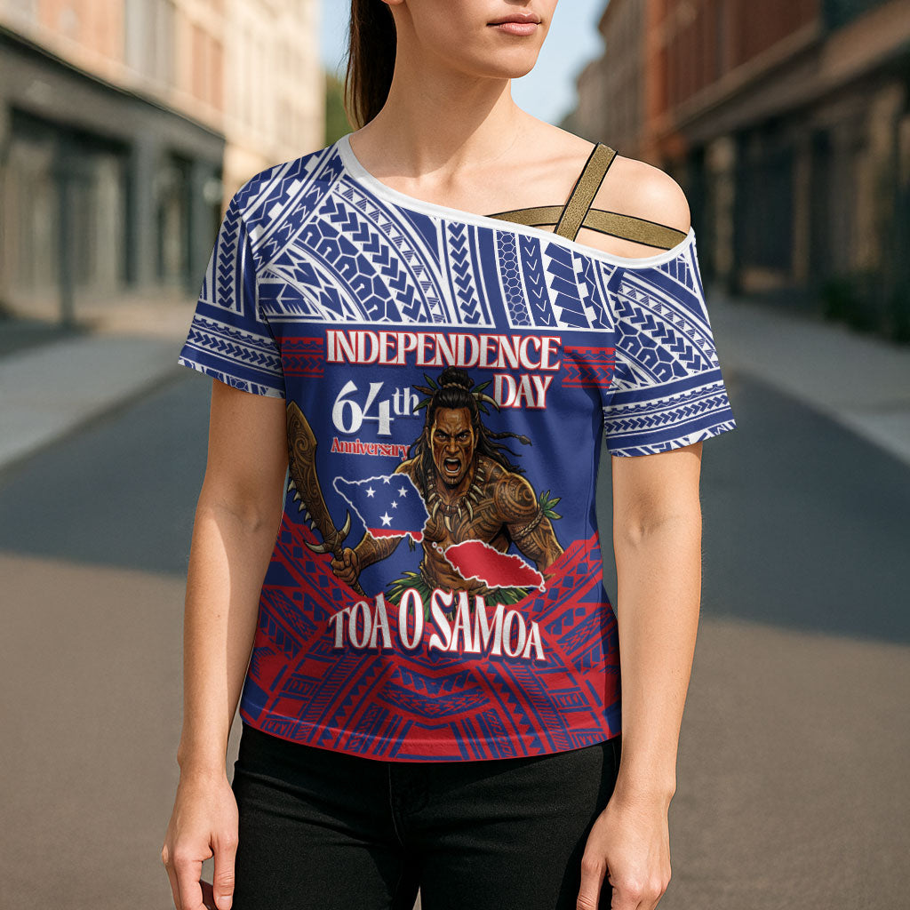 Personalised Samoa Independence Day Cross Shoulder Shirt 64th Anniversary Toa O Samoa