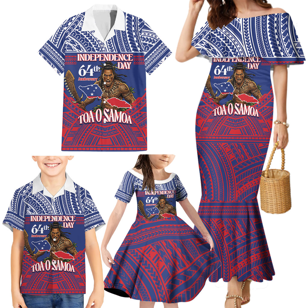 Personalised Samoa Independence Day Family Matching Mermaid Dress and Hawaiian Shirt 64th Anniversary Toa O Samoa