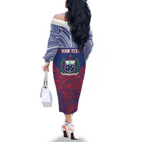 Personalised Samoa Independence Day Family Matching Off The Shoulder Long Sleeve Dress and Hawaiian Shirt 64th Anniversary Toa O Samoa LT14 - Polynesian Pride